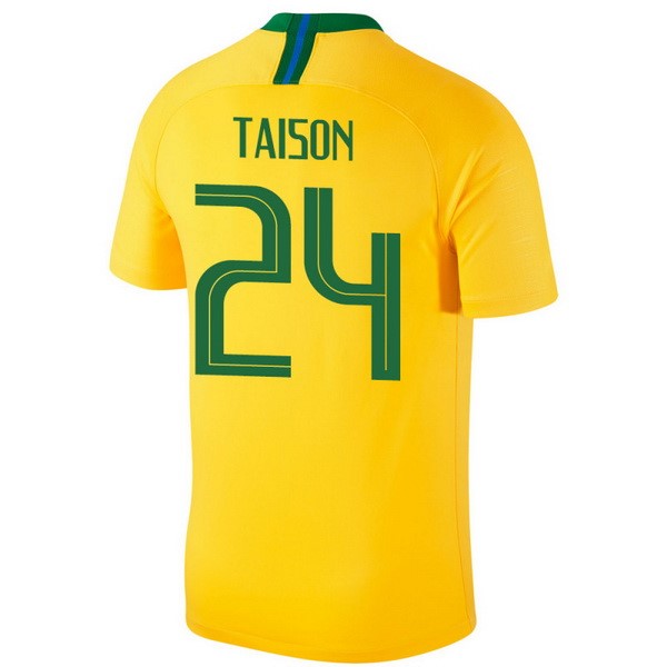 Camiseta Brasil 1ª Taison 2018 Amarillo